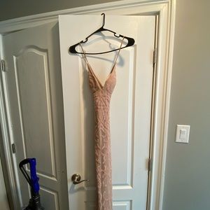 Jasz prom dress 0, lights pink. Bottom slightly damaged, repairable w/ dry clean